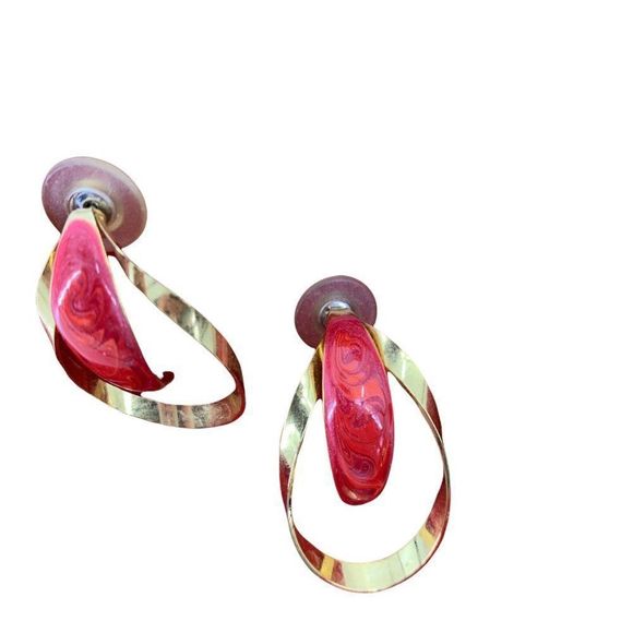 Lot of 5 Estate Bold Statement Earrings 1.5-3" Fashion Lightweight Necklace - Picture 7 of 10